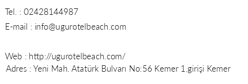 Uur Otel Beach telefon numaralar, faks, e-mail, posta adresi ve iletiim bilgileri
